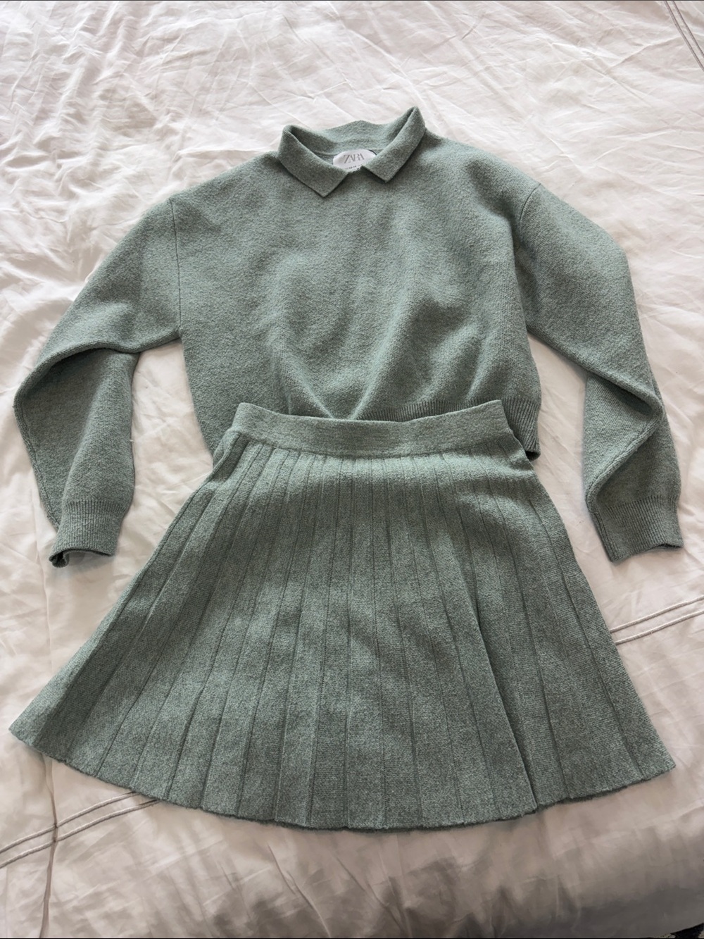 Zara Kids Two-Piece Knit Set in Sage Green
